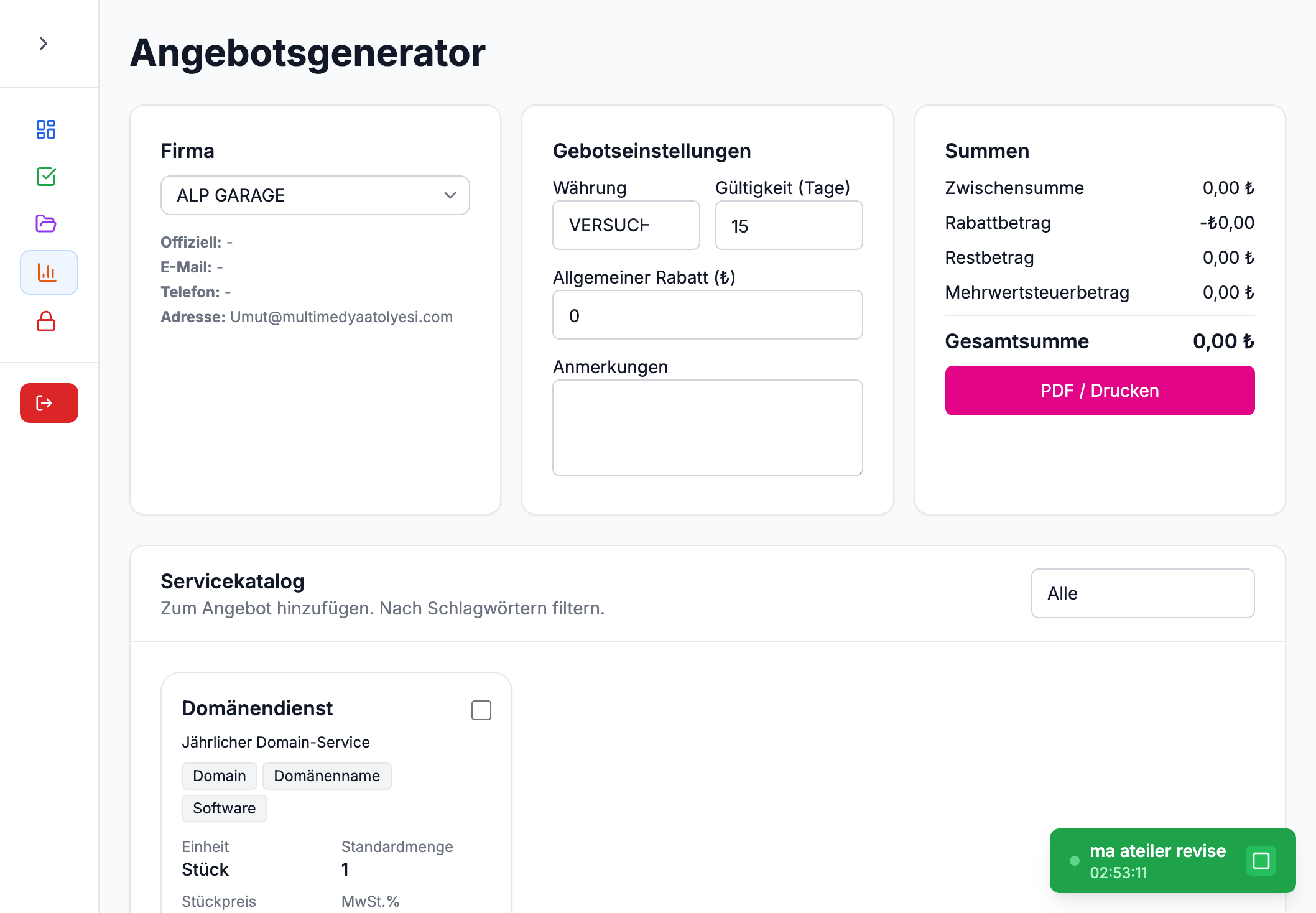 Angebotsverwaltung